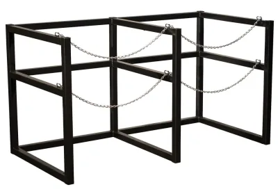 2 Wide by 1 Deep, Cryogenic Gas Cylinder Storage Rack, 2 Cylinders Capacity, 33" Max Diameter, Steel