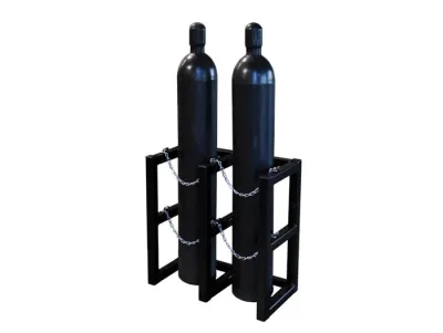 2 Wide by 1 Deep, Gas Cylinder Storage Rack, 2 Cylinder Capacity, Steel