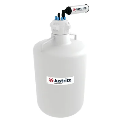 20 Liter HDPE Carboy with Filter Kit, VaporTrap™, 6 Ports 1/8" Tubing, 1 Port 1/4" or 3/8" Hose Barb, 83mm Cap, Round