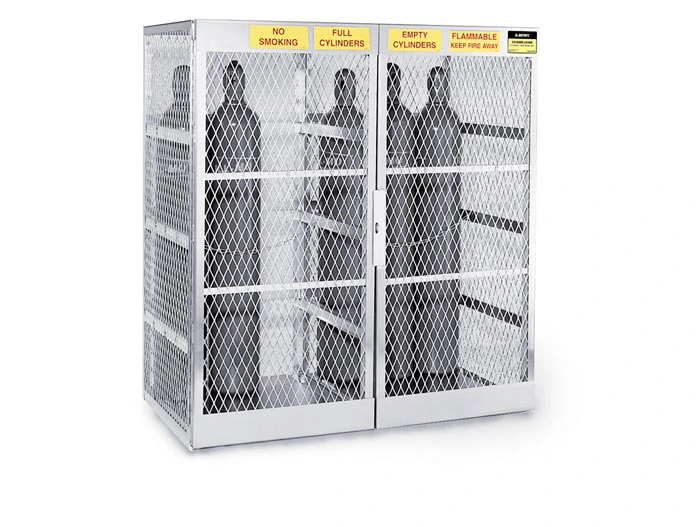 20 Vertical Compressed Gas Cylinders, Gas Cylinder Cabinet Locker, Aluminum - 23007