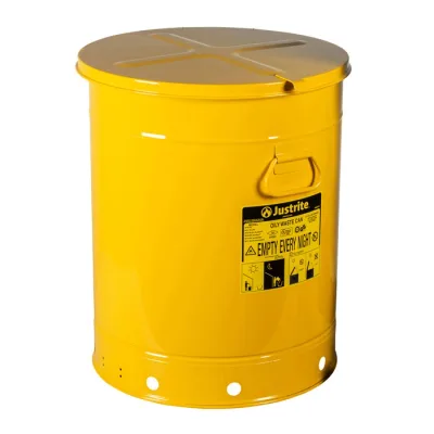 21 Gallon, Oily Waste Can, Hand-Operated Cover, Yellow