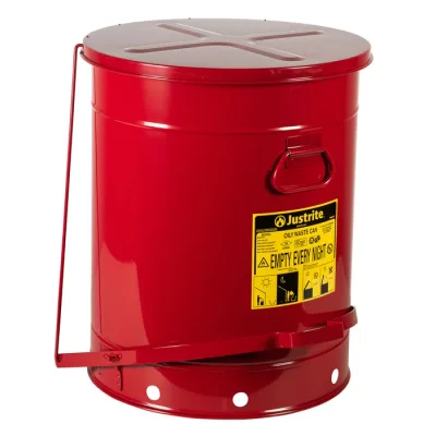 21 Gallon, Oily Waste Can, Hands-Free, Self-Closing Cover, SoundGard™, Red