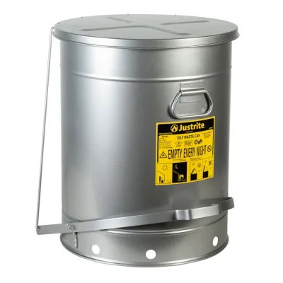 21 Gallon, Oily Waste Can, Hands-Free, Self-Closing Cover, SoundGard™, Silver