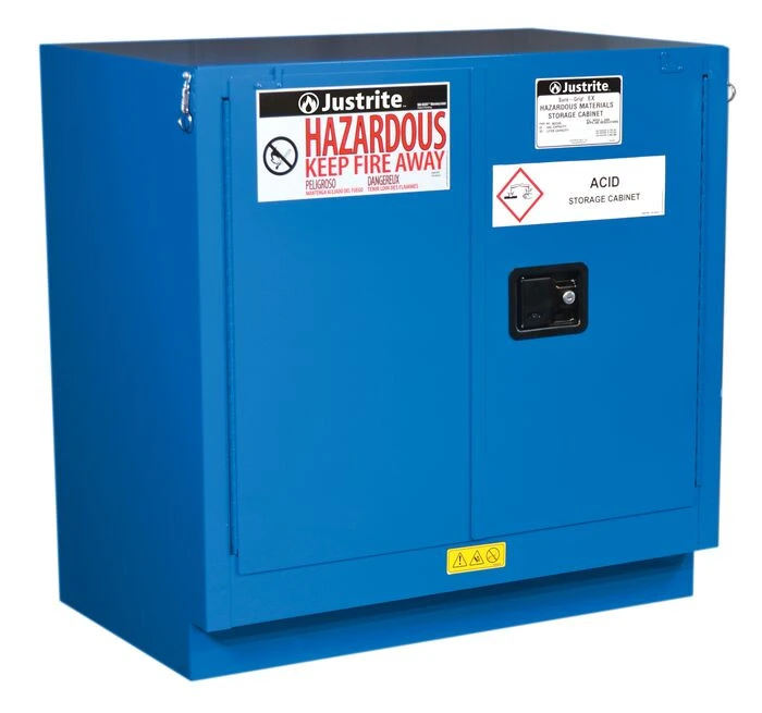 22 Gallon, 1 Shelf, 2 Doors, Self Close, Hazardous Material Cabinet, Sure-Grip® EX Undercounter, Royal Blue - 862328