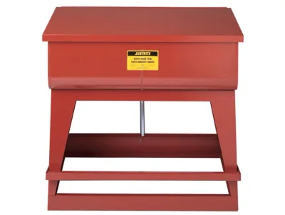 22 Gallon Rinse Tank, Floor-Standing, Foot-Operated Self-Close Cover, Drain Plug, Steel, Red