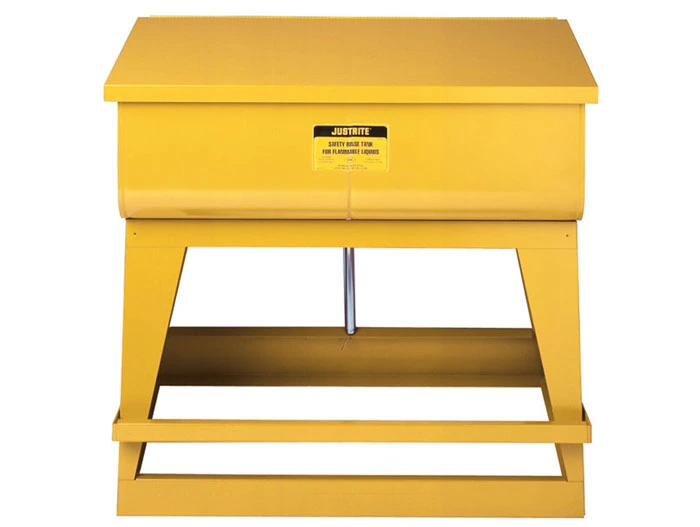 22 Gallon Rinse Tank, Floor-Standing, Foot-Operated Self-Close Cover, Drain Plug, Steel, Yellow - 27221