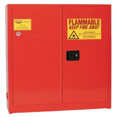 24 Gallon, 3 Shelves, 2 Door, Self Close, Aerosol Paint Safety Cabinet, Red - 1975XRED