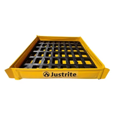 25.5” x 25.5” x 4”, 8 Gallon Capacity, Folding Utility Tray with Grate, Yellow