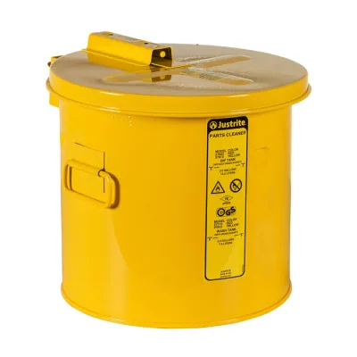 3.5 Gallon Dip Tank for Cleaning Parts, Manual Cover with Fusible Link, Steel, Yellow
