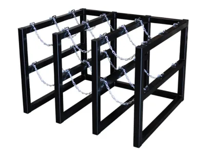 3 Wide by 3 Deep, Gas Cylinder Storage Rack, 9 Cylinder Capacity, Steel