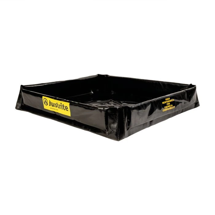3' x 3' x 6", 30 Gallon Spill Capacity, Mini Berm Flex Tray, Black - 28442