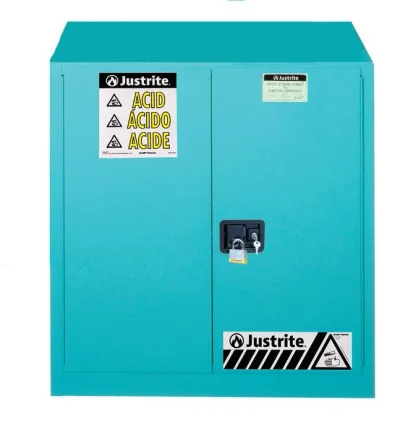 30 Gallon, 1 Shelf, 2 Doors, Manual Close, Corrosives/Acid Steel Safety Cabinet, Sure-Grip® EX, Blue