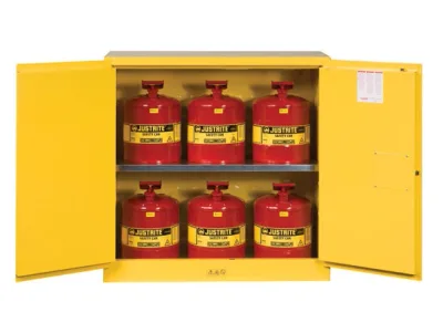 30 Gallon, 2 Door, Manual Close, 6 Can, Safety Cabinet with Cans Combo, Sure-Grip®, Yellow