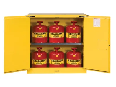 30 Gallon, 2 Door, Self-Close, 6 Can, Safety Cabinet with Cans Combo, Sure-Grip®, Yellow