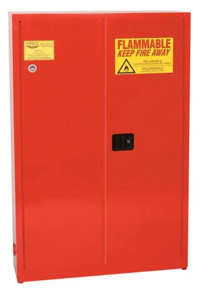 30 Gallon, 5 Shelves, 2 Door, Manual Close, Aerosol Paint Safety Cabinet, Red - PI77X