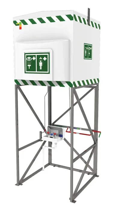 317 Gallon, Hughes Emergency Tank Shower with Eye/Face Wash, Galvanized Steel Frame, 110V GP - QS1200