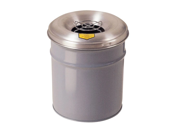4.5 Gallon, Cease-Fire® Waste Receptacle for Cigarette Disposal, Aluminum Head with Grill Guard, White - 26624W