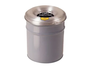 4.5 Gallon, Cease-Fire® Waste Receptacle for Cigarette Disposal, Aluminum Head with Grill Guard, White - 26624W