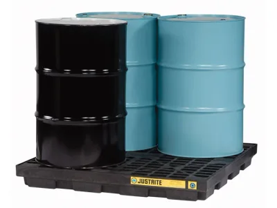 4 drum Accumulation Center, 49 Gallon Spill Capacity, EcoPolyBlend™, No Drain, Black