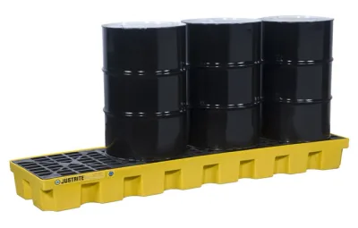 4 drum Plastic Pallet, In-line, without Drain, EcoPolyBlend™, Yellow