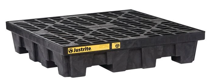 4 drum Square Plastic Pallet, without Drain, EcoPolyBlend™, Black - 28635