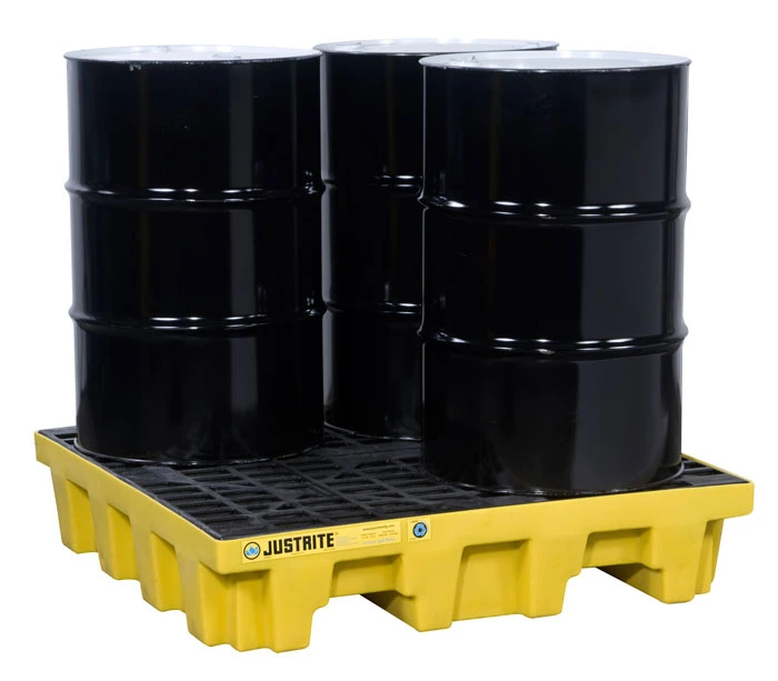 4 drum Square Plastic Pallet, without Drain, EcoPolyBlend™, Yellow - 28634
