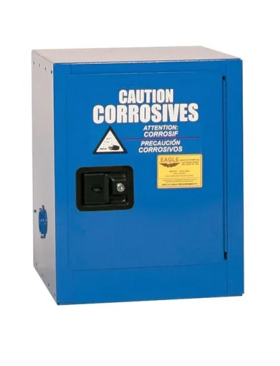 4 Gallon 1 Door, 1 Shelf, Self Close, Bench Top Metal Corrosive Safety Cabinet, Blue - CRA1903X