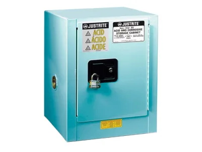 4 Gallon, 1 Shelf, 1 Door, Self Close, Corrosives/Acids Safety Cabinet, ChemCor® Countertop, Blue