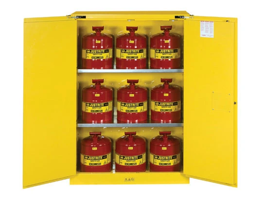 45 Gallon, 2 Door, Self-Close, 9 Can, Safety Cabinet with Cans Combo, Sure-Grip®, Yellow - 8945208