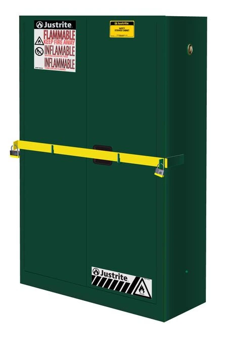 45 Gallon, 2 Shelves, 2 Doors, Manual Close, Flammable Cabinet, High Security with Steel Bar, Green - 29884P