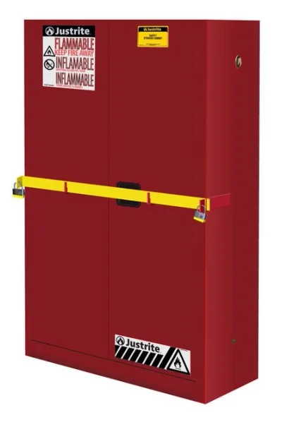 45 Gallon, 2 Shelves, 2 Doors, Manual Close, Flammable Cabinet, High Security with Steel Bar, Red - 29884R