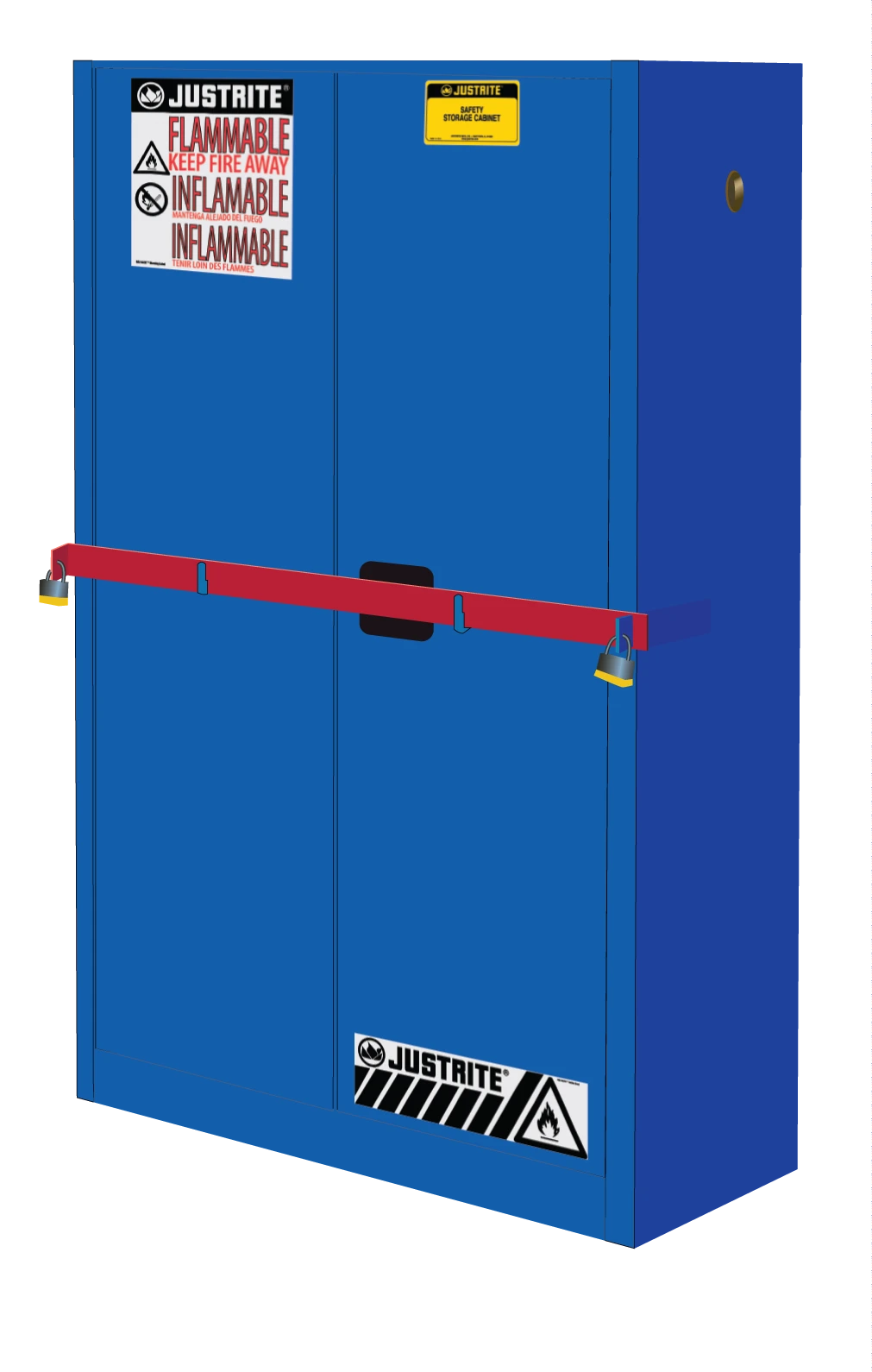 45 Gallon, 2 Shelves, 2 Doors, Self Close, Corrosives/Acid Steel Safety Cabinet with Steel Bar, Sure-Grip® EX High Security, Blue- SC29884B