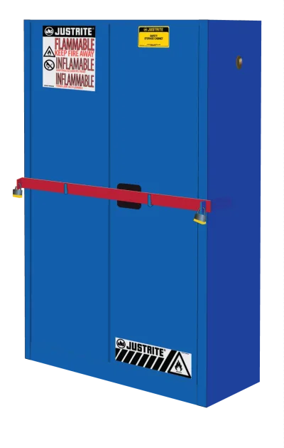 45 Gallon, 2 Shelves, 2 Doors, Self Close, Corrosives/Acid Steel Safety Cabinet with Steel Bar, Sure-Grip® EX High Security, Blue- SC29884B