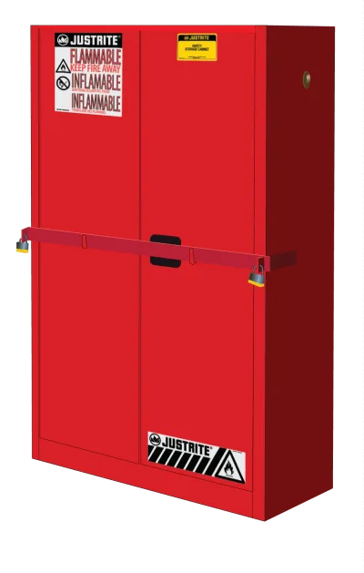 45 Gallon, 2 Shelves, 2 Doors, Self Close, Flammable Cabinet, High Security with Steel Bar, Red - SC29884R