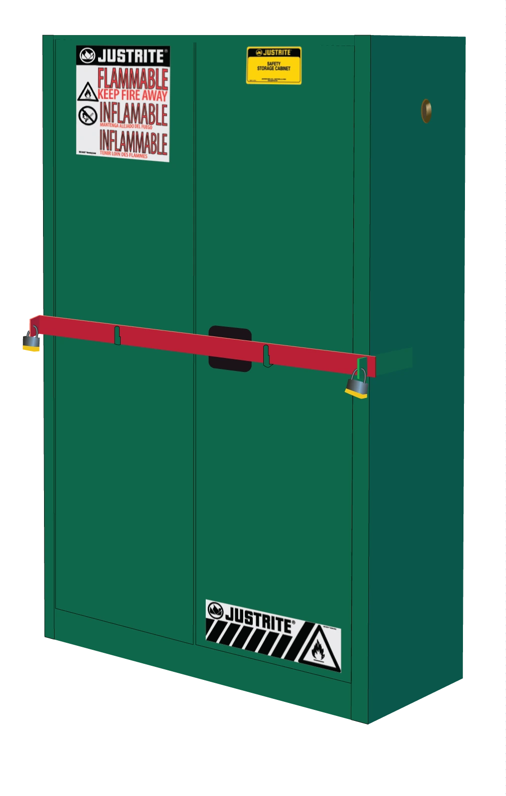 45 Gallon, 2 Shelves, 2 Doors, Self Close, Pesticides Safety Cabinet with Steel Bar, Sure-Grip® EX High Security, Green - SC29884P