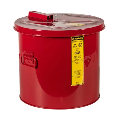 5 Gallon Dip Tank for Cleaning Parts, Manual Cover with Fusible Link, Steel, Red