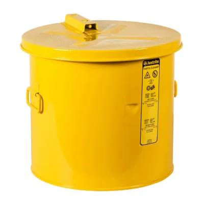 5 Gallon Dip Tank for Cleaning Parts, Manual Cover with Fusible Link, Steel, Yellow