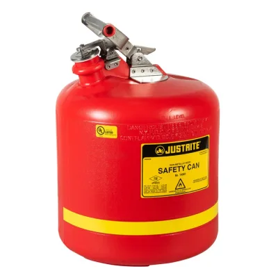 5 Gallon Plastic Safety Can, Type I, Stainless Steel Hardware, Red