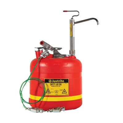 5 Gallon Plastic Safety Can, with Stainless Steel Piston Pump, Red – #14586