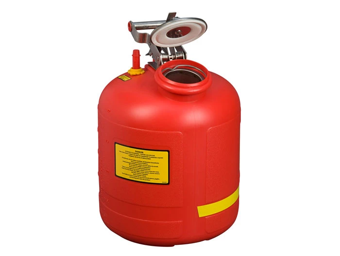 5-Gallon, Polyethylene Safety Can for Liquid Disposal, Built-In Fill Gauge, Red - 14565