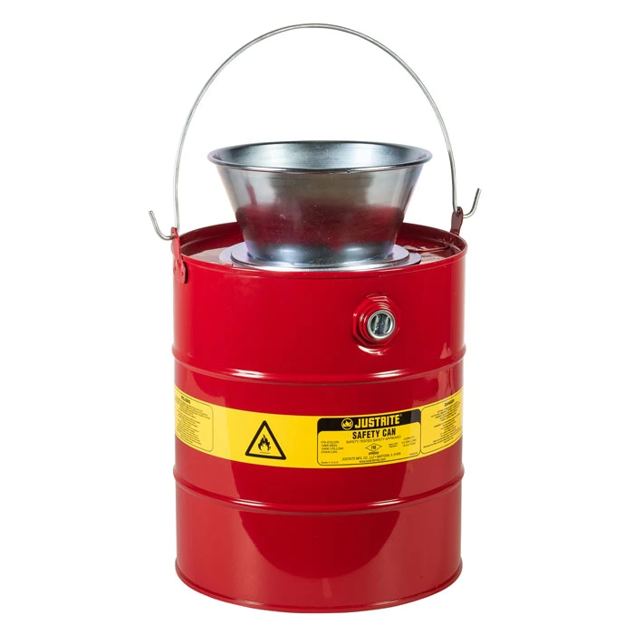 5 Gallon Steel Drain Can, Plated Steel Funnel, Red - 10905