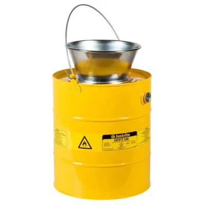 5 Gallon Steel Drain Can, Plated Steel Funnel, Yellow
