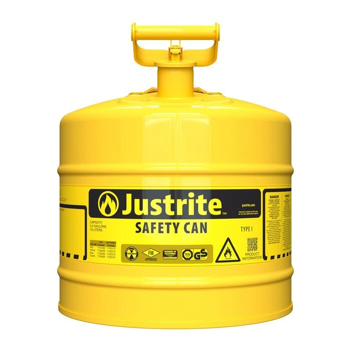 5 Gallon Steel Safety Can for Diesel, Type I, Flame Arrester, Yellow - 7150200
