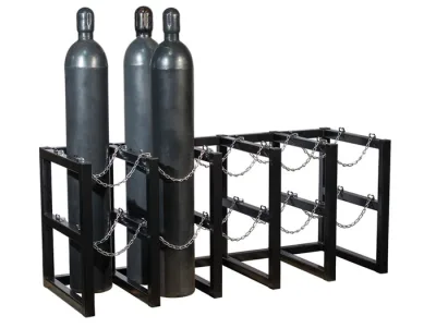5 Wide by 2 Deep, Gas Cylinder Storage Rack, 10 Cylinder Capacity, Steel