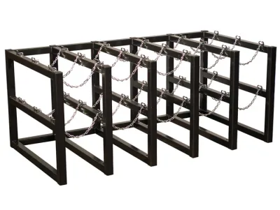 5 Wide by 3 Deep, Gas Cylinder Storage Rack, 15 Cylinder Capacity, Steel