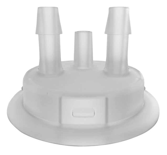 53mm Adapter for Carboy Cap, Two 1/4" Molded-in Hose Barbs and Vent - 12865