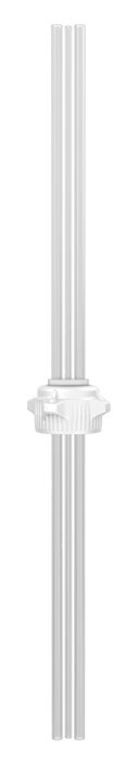 53mm Carboy Cap, Open Top, Two 1/4" & One 1/8" OD Tubes, 12" Length - 12893