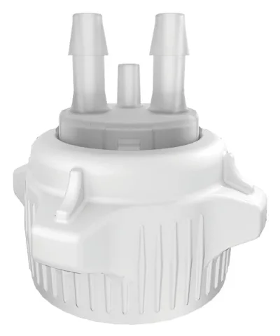 53mm Carboy Cap, Open Top with Adapter, Two 5/16" Molded-in Hose Barbs and Vent