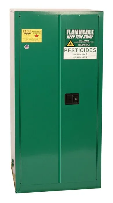 55 Gallon, 1 drum, Vertical, 1 Shelf, 2 Door, Manual Close, Pesticide Safety Cabinet, Green - PEST26X
