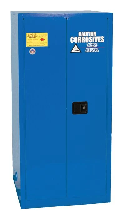 55 Gallon, 1 drum, Vertical, 2 Door, 1 Shelf, Self Close, Metal Corrosive Safety Cabinet, Blue - CRA2610X